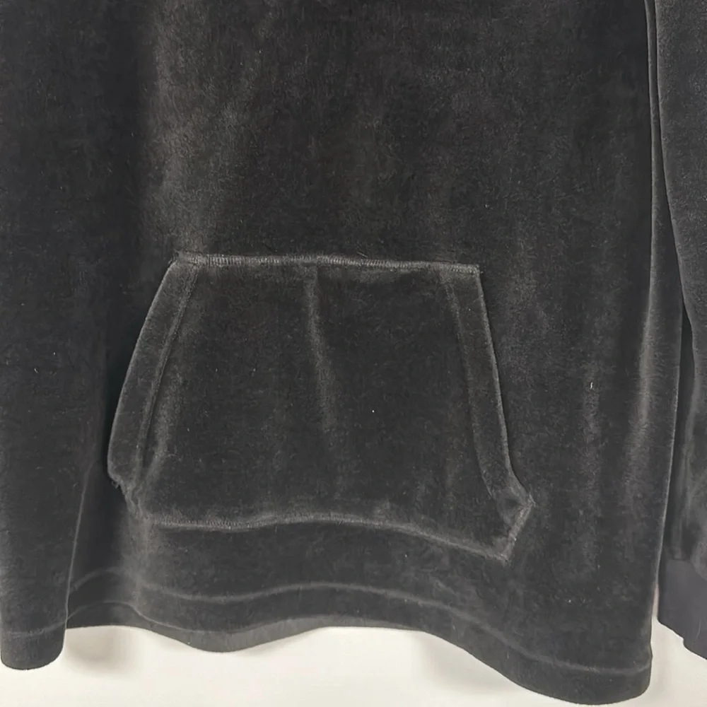Justice Velvet velour Black Super Soft Hoodie Pullover size 14 / 16 girl EUC!